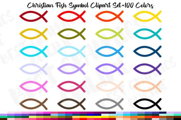 Christian Jesus Fish Religious Symbol Illustrations for Crafting