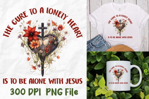 Cure to Lonely Heart Alone with Jesus T-Shirt Designs