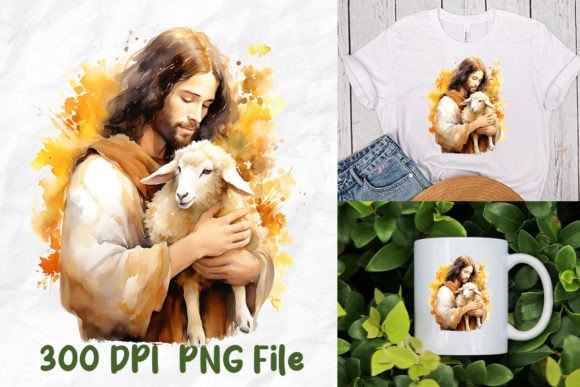 Jesus Christ Hug Sheep His Child Fall T-Shirt Designs