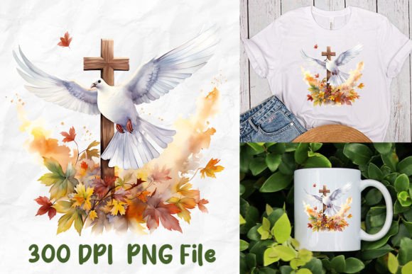 Jesus Christ Peace Pigeon Cross Autumn T‑Shirt Designs