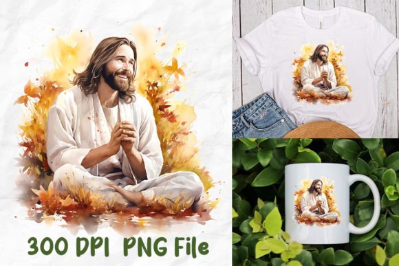 Jesus Christ Pray Smile Autumn Fall Vibe for T-Shirt Designs