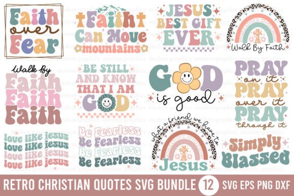 Retro Christian Quotes SVG Bundle for T-Shirt Designs
